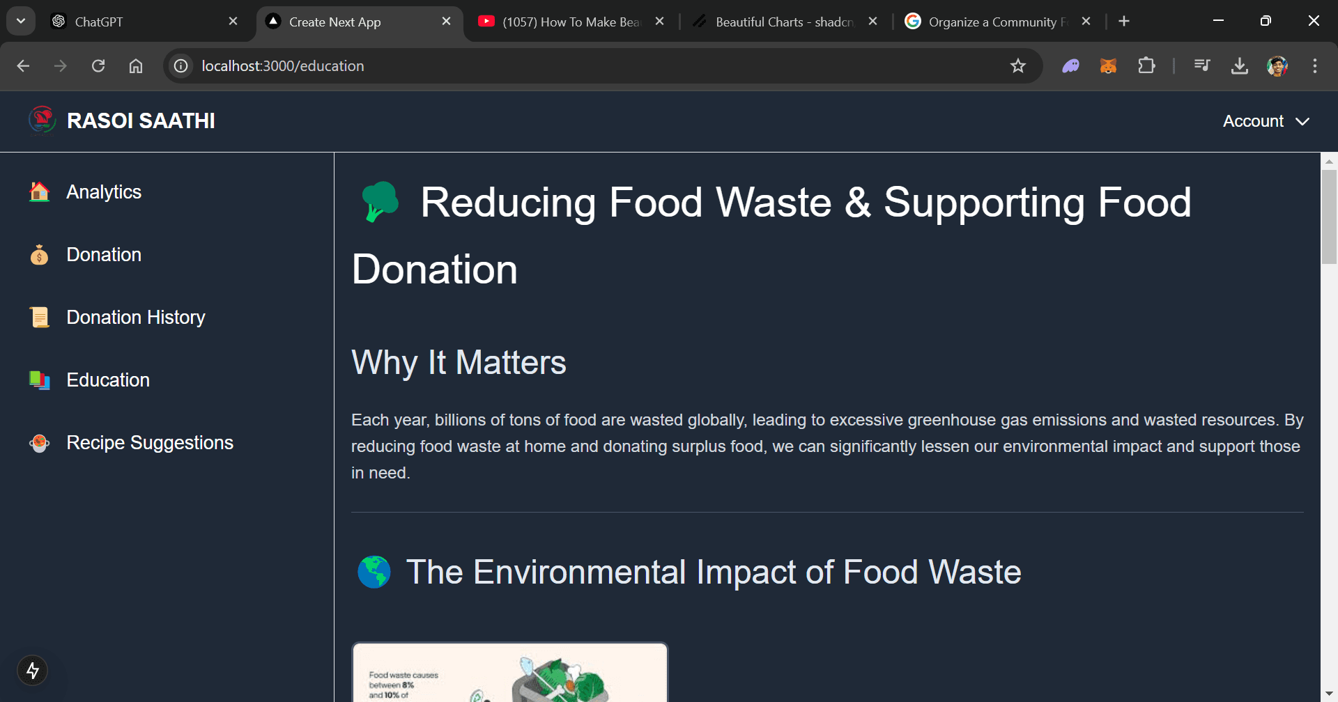 Rasoi-Saathi - Food Donation Tracker and Recipie Suggestion Platform