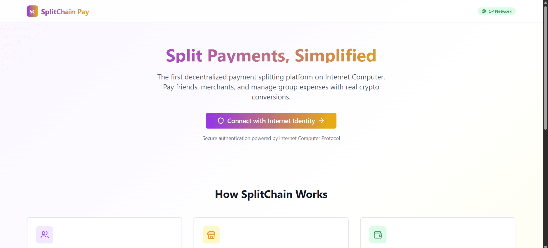 SplitChain - ICP Crewhouz 2025 - Winner🏆